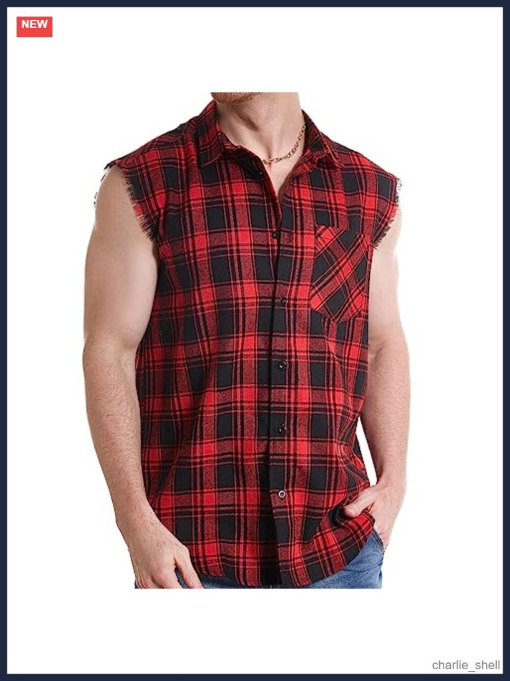 Men's Sleeveless Plaid Button Down Shirt Cotton Cowboy Western Casual